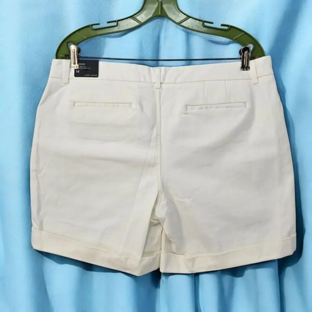 Larry Levine Womens White Cuffed Chino Shorts Size 14‎ Average New With Tags